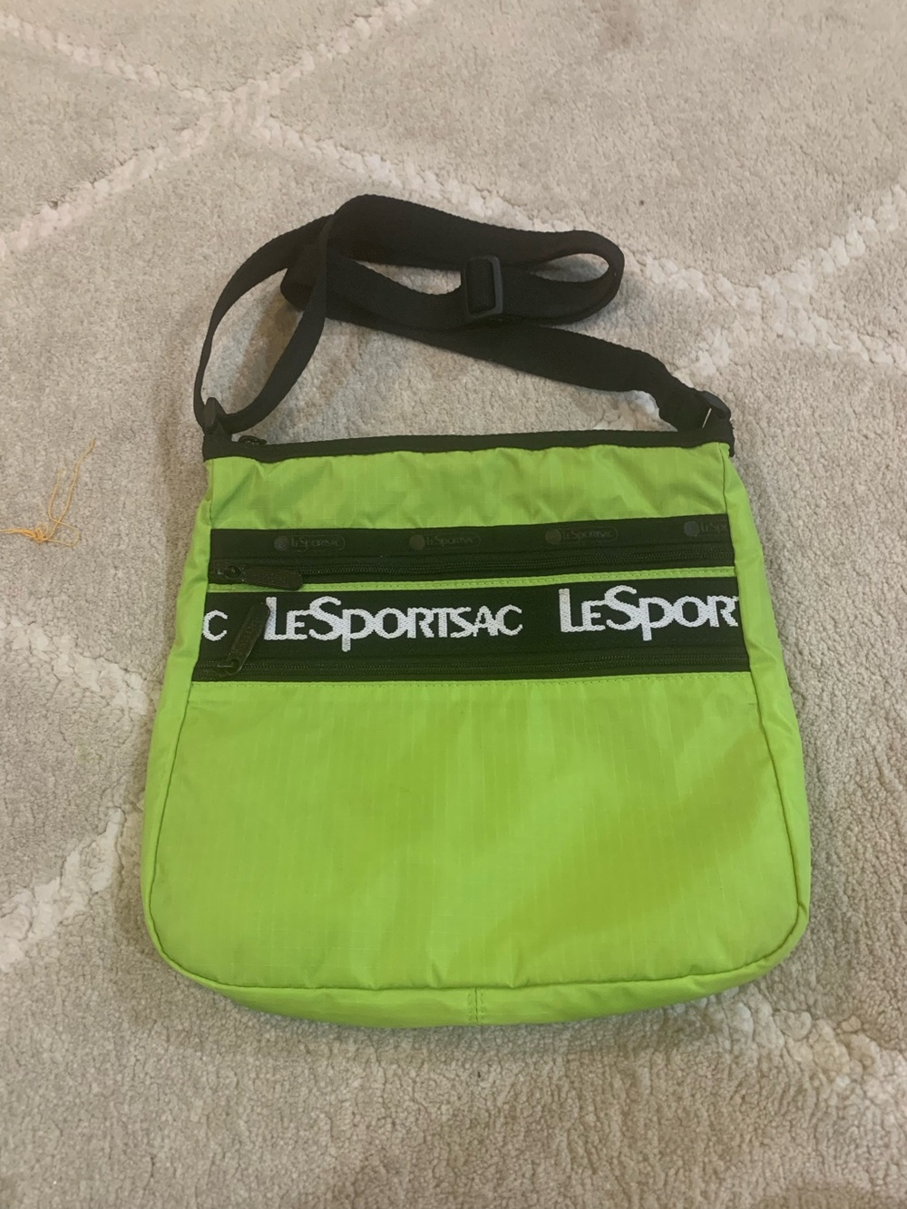 Lesportsac Lime Green Nylon Crossbody with Black Strap